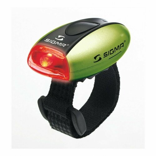 SIGMA фонарик MICRO красный, корпус зеленый универсальный фонарь для безопасности с креплением на велосипед самокат коляску и пр черный