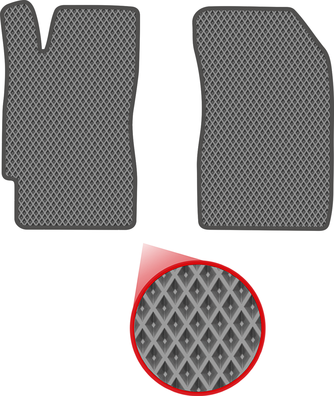 Передние коврики EVA для Fiat Albea (2002-2012), серые с серым кантом, ячейка - ромб