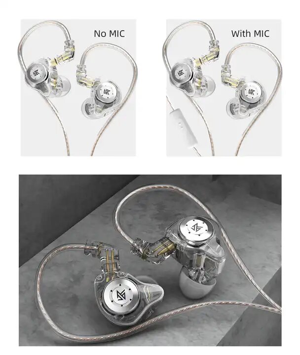 Наушники KZ EDX PRO двойные магнитные динамические Hi-Fi Bass - 10-20КГц - 24Ом - 112дБ - с микрофоном - белые