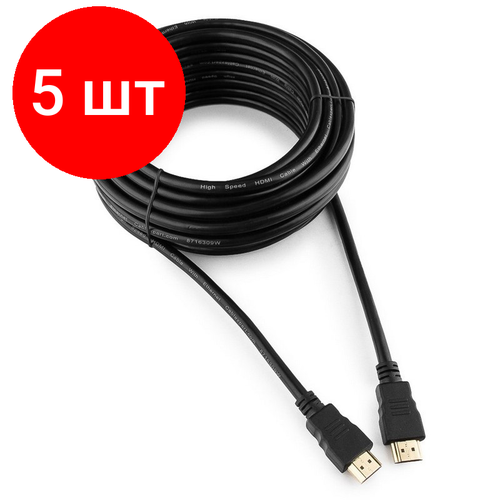 Комплект 5 штук, Кабель HDMI - HDMI, М/М, 10 м, v2.0, поз. р, экр, Cablexpert, CC-HDMI4-10M кабель cablexpert кабель cablexpert hdmi hdmi cc hdmi4 10 м черный