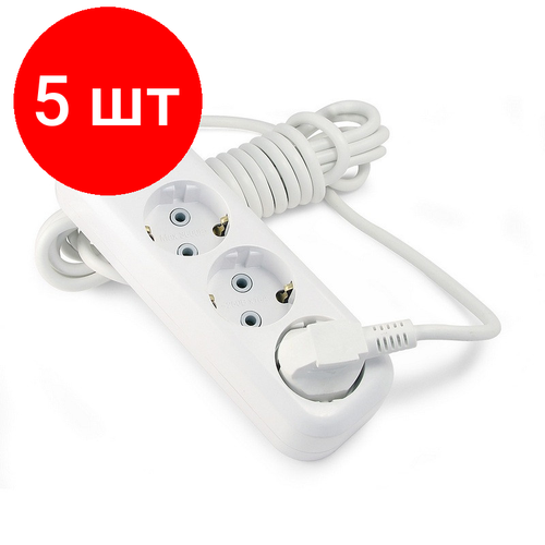 Комплект 5 штук, Удлинитель LUX У3-Е-USB-05 3-мест с з/к 250В 16А, USB 5В 1.3А, 5м, белый комфорт и безопасность 4х2к з 1 5 м с заземлением с выключателем белый серый 694641