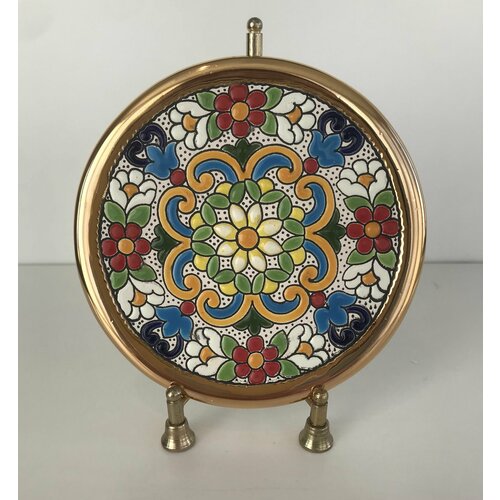 Тарелка декоративная, настенная Artecer диаметр 11 см, ручная работа испанских мастеров.
