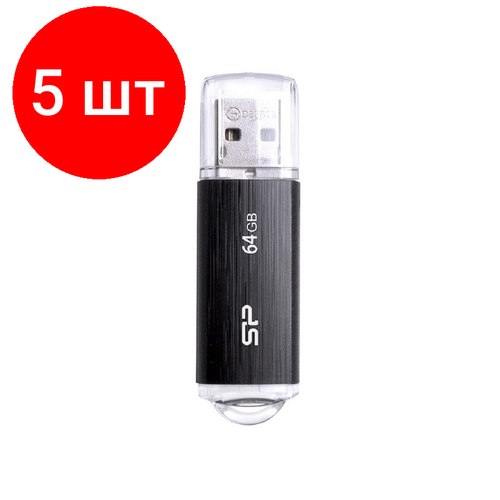 комплект 30 штук флеш память silicon power ultima u02 16gb usb 2 0 чер sp016gbuf2u02v1k Комплект 5 штук, Флеш-память Silicon Power Ultima U02, 64Gb, USB 2.0, чер, SP064GBUF2U02V1K