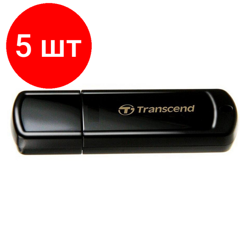 Комплект 5 штук, Флеш-память Transcend JetFlash 350, 32Gb, USB 2.0, чер, TS32GJF350 флешка transcend jetflash 930c 256 гб 1 шт золотистый