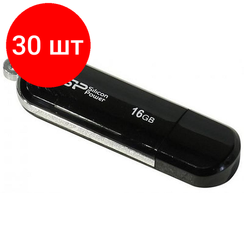 Комплект 30 штук, Флеш-память Silicon Power LuxMini 322 16Gb/USB 2.0/Черный(SP016GbUF2322V1K)