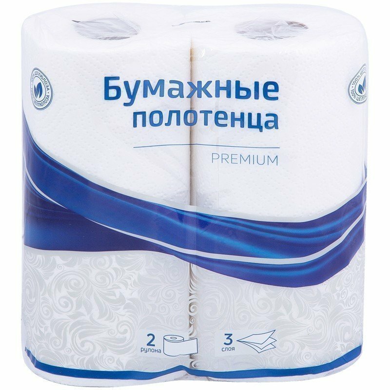 Полотенца бумажные в рулонах OfficeClean "Premium", 3-слойные, 11м/рул, тиснение, белые, 2шт.