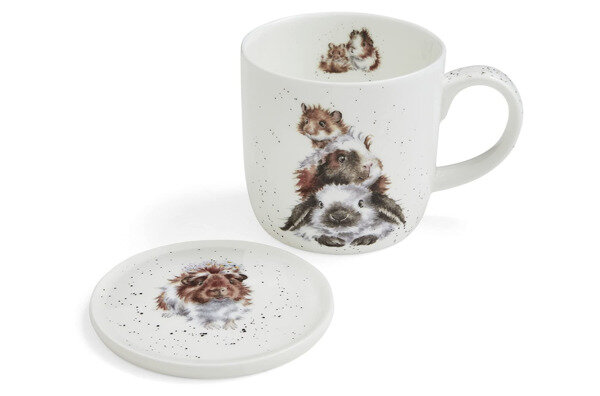 фото Кружка с подставкой Royal Worcester Забавная фауна Свинка посередке 310 мл, п/к