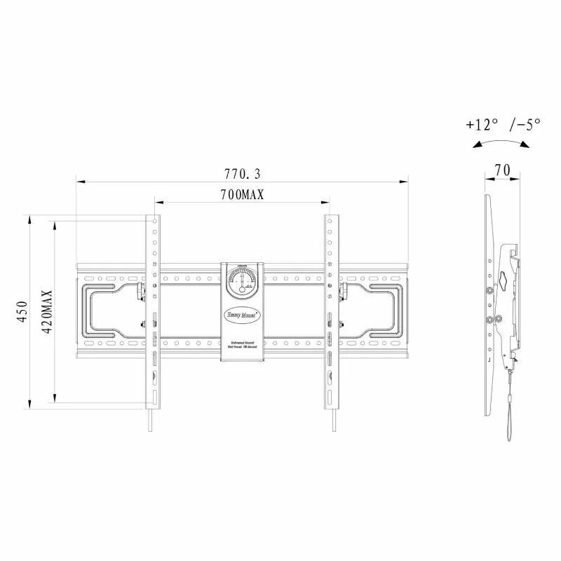 Кронштейн на стену TVB-DF80-T диагональ ТВ 65"- 90" нагрузка до 90 кг, Vesa (100x100мм - 700х420мм) — фото 6