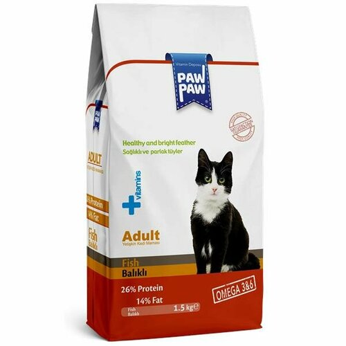 Pawpaw Adult Cat Food with Fish сухой корм для кошек с рыбой 1,5кг