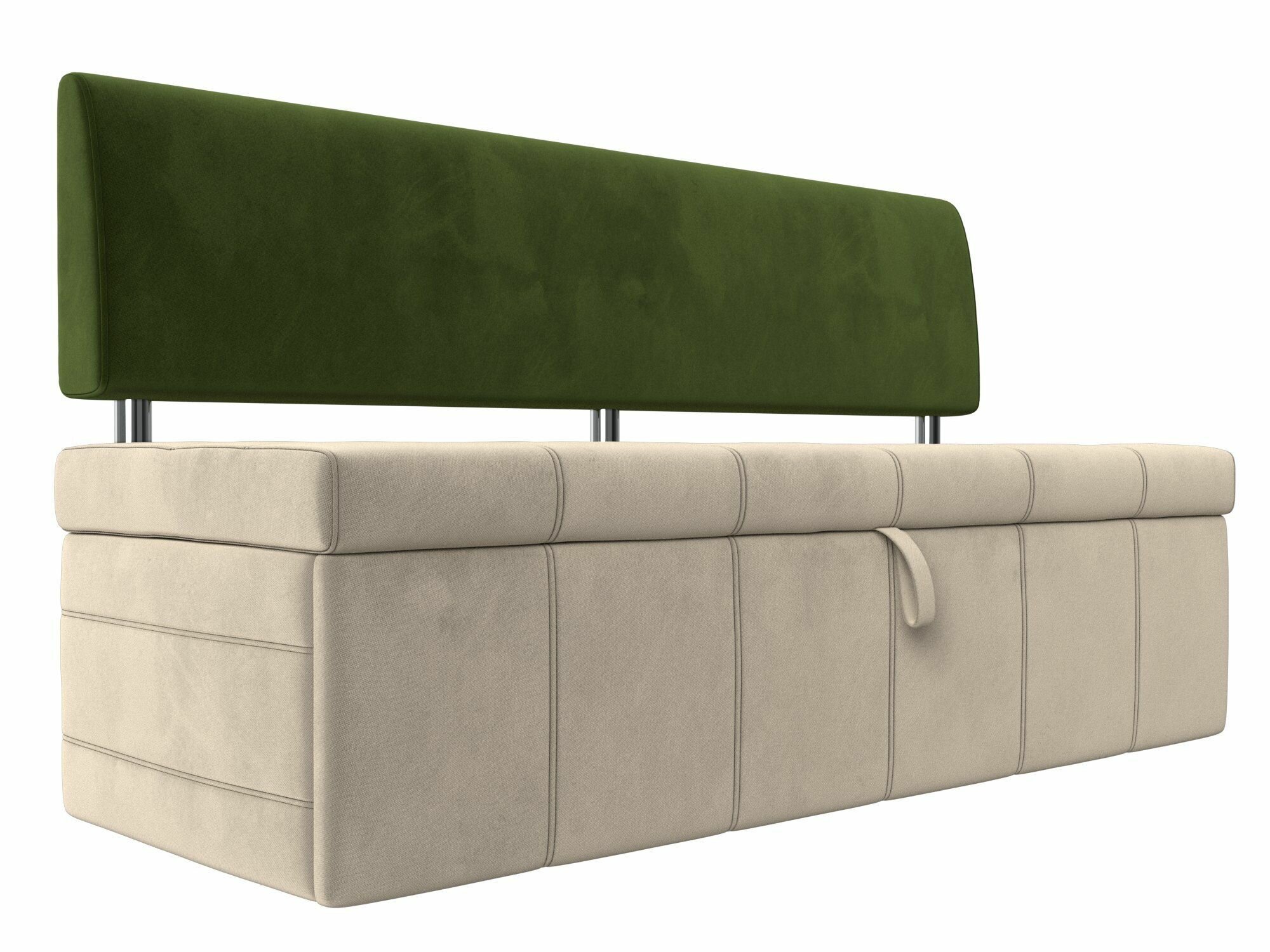Кухонный прямой диван-кровать Стоун, Микровельвет бежевый и зеленый