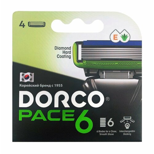 Kассеты для бритья Dorco Pace Six Blades 4 Cartridges сменные кассеты eve 6 6 лезвий увл полоска 4 кассеты