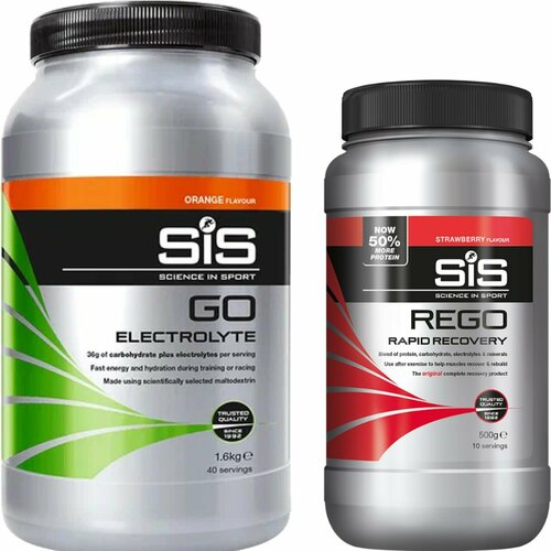 Изотоник SCIENCE IN SPORT (SiS) MIX ISOT+REGO 1 x 1600 г, 1 x 500 г, Апельсин, Клубника восстановление science in sport sis mix rego isot 1 x 1600 г 1 x 500 г ваниль лимон лайм