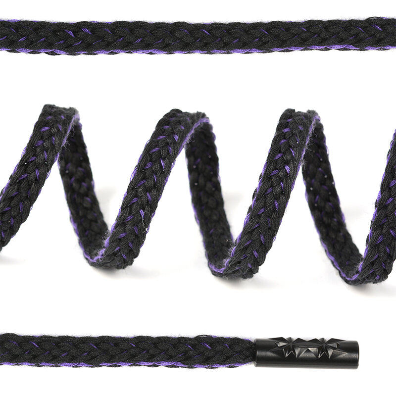 Шнурки TBY плоские 8мм арт. SLF035 длина 130 см цв. черный/фиолетовый уп.10шт