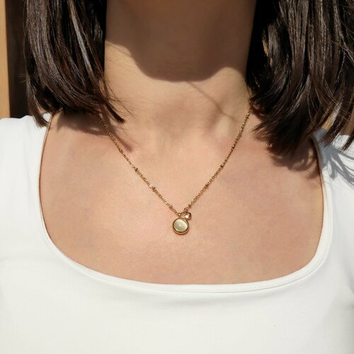 Колье Stainless steel, искусственный камень, длина 40 см, золотистый