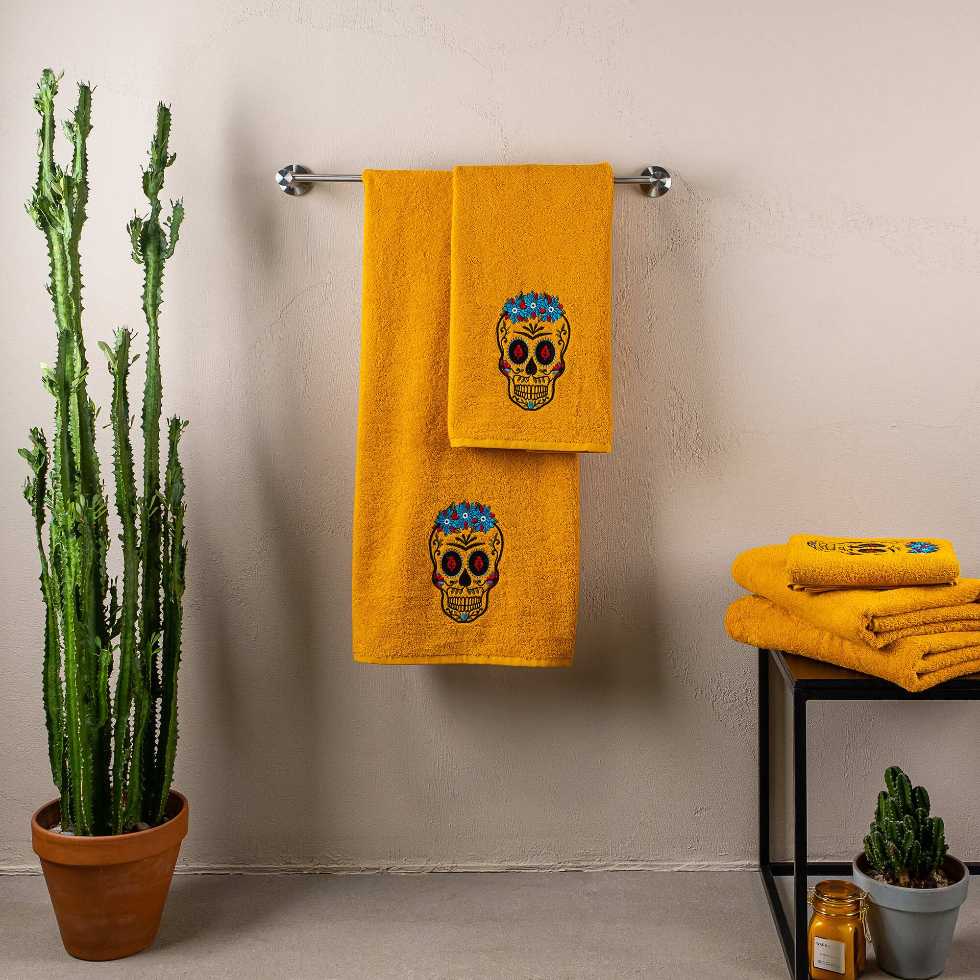 Полотенце Los Muertos для ванной 70х140 см., цвет желтый - фотография № 2