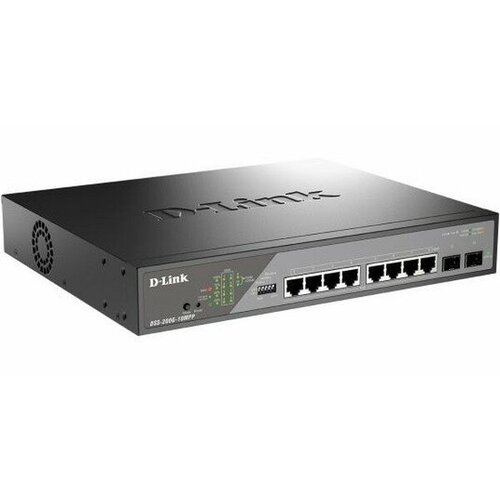 D-Link DSS-200G-10MPPA1A Настраиваемый L2 коммутатор с 8 портами 101001000Base-T и 2 портами 1000Base-X SFP 8 портов PoE 8023afatbt 67560₽