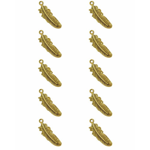 Подвеска перышко большое 30х10х1,9 мм, отверстие - 2 мм, сплав олова с покрытием 