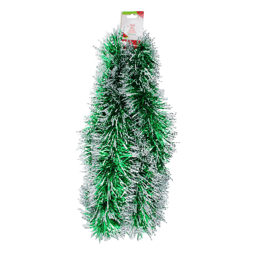 фото Мишура с белыми кончиками 9,6х200см, 1 шт, ПВХ сноу БУМ 377-449