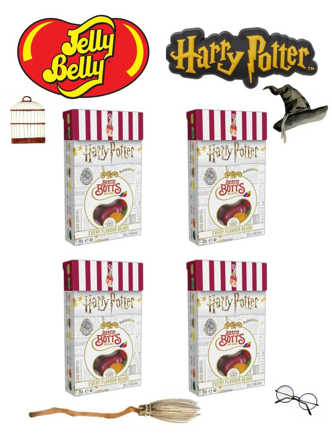 Jelly Belly, Бобы Bertie Botts из Harry Potter, 35г * 4 шт.