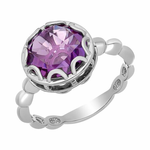 Перстень UVI Ювелирочка, серебро, 925 проба, родирование, серебряный, фиолетовый