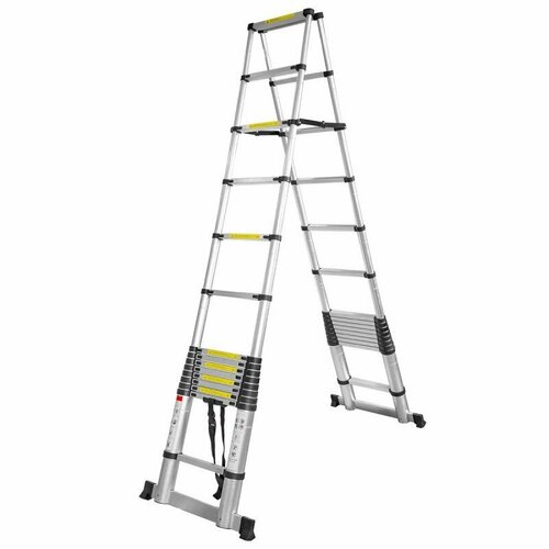 Лестница телескопическая двухсекционная 09-4444м1414ступенек max нагрузка 150кг вес 232кг 31485₽