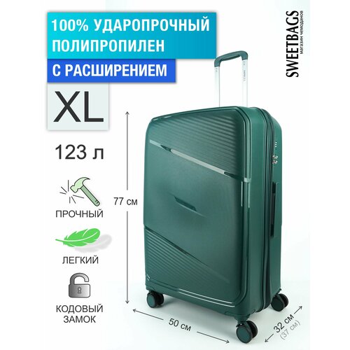 фото Чемодан , 123 л, размер xl, зеленый sweetbags
