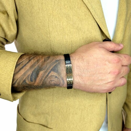 фото Браслет, металл, размер 20 см, серебряный, черный нет бренда