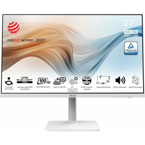 Монитор MSI 27 Modern MD272XPW белый IPS LED 16:9 HDMI M/M матовая HAS Piv 300cd 178гр/178гр 1920x1080 100Hz DP FHD USB 5.6кг