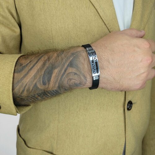 фото Браслет, металл, серебряный, черный нет бренда