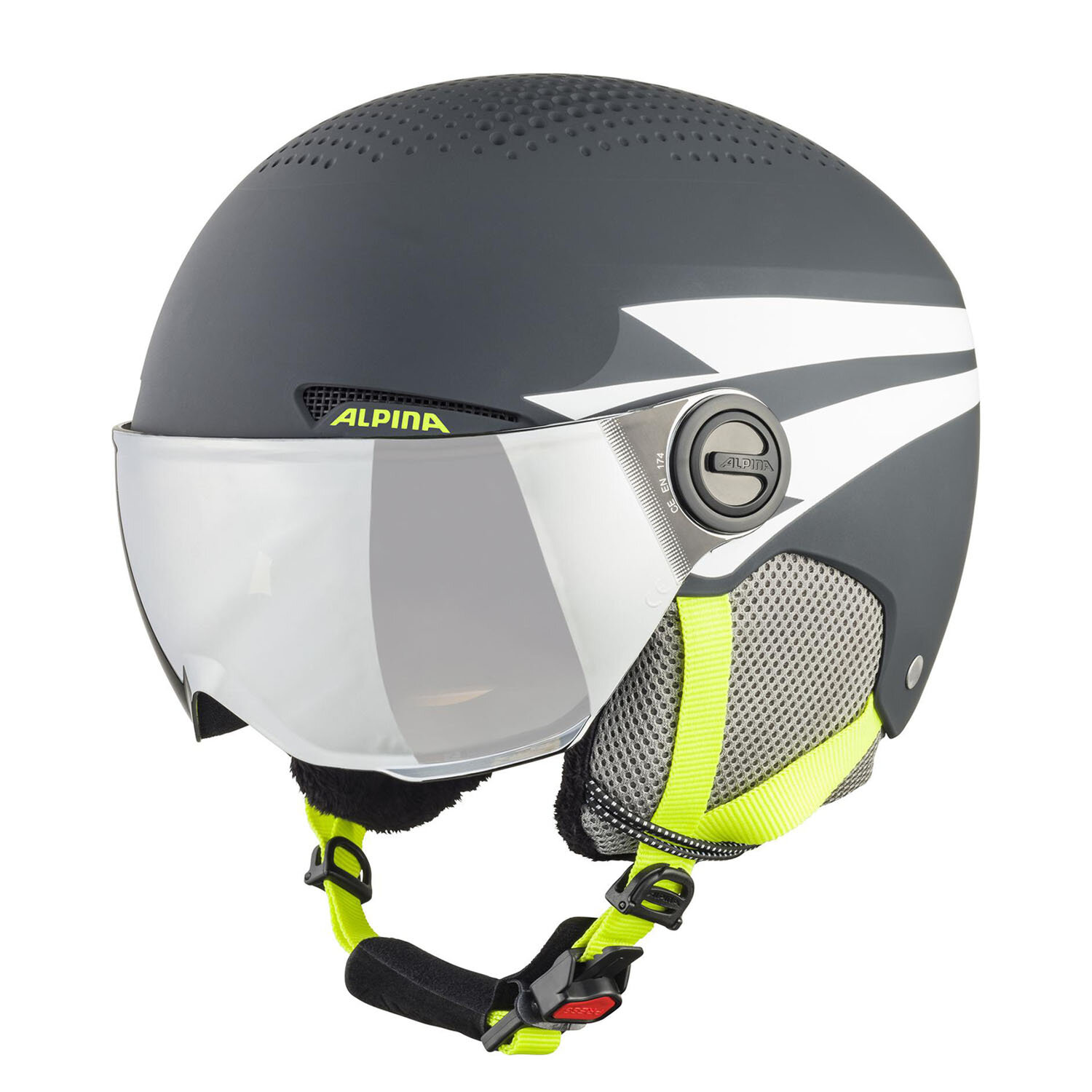 Шлем с визором детский ALPINA Zupo Visor Q-Lite Charcoal-Neon Matt (см:51-55)