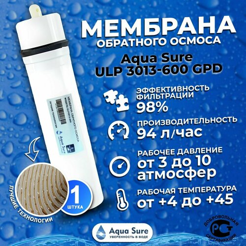 Мембрана обратного осмоса 3013 - 600 gpd Aqua Sure к аппаратам Живая вода, Третий кран и др.