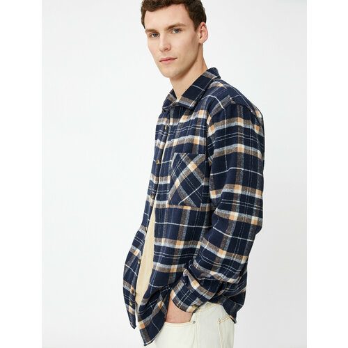 фото Рубашка koton, размер 46, черный, синий