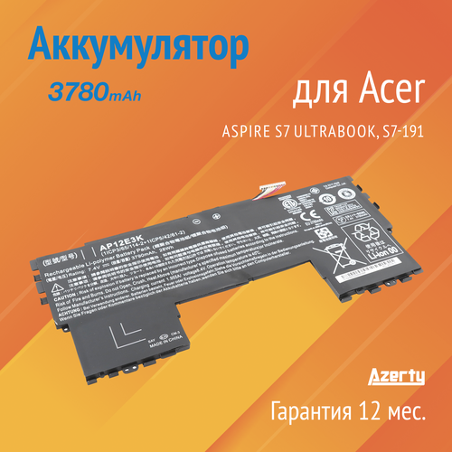 аккумулятор ap12e3k для ноутбука acer aspire s7 191 7 4v 28wh 3780mah черный Аккумулятор AP12E3K для Acer Aspire S7-191