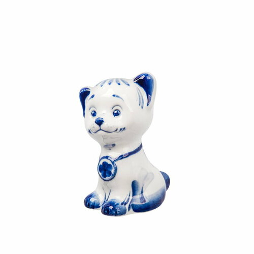 Скульптура Дружок №3 маленький высота 9 см. Гжель ручная роспись