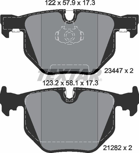 Колодки задние с противошумной пластиной Q+ BMW E65 3.0 3.5L 3.0D all 02-09 TEXTAR 2344702