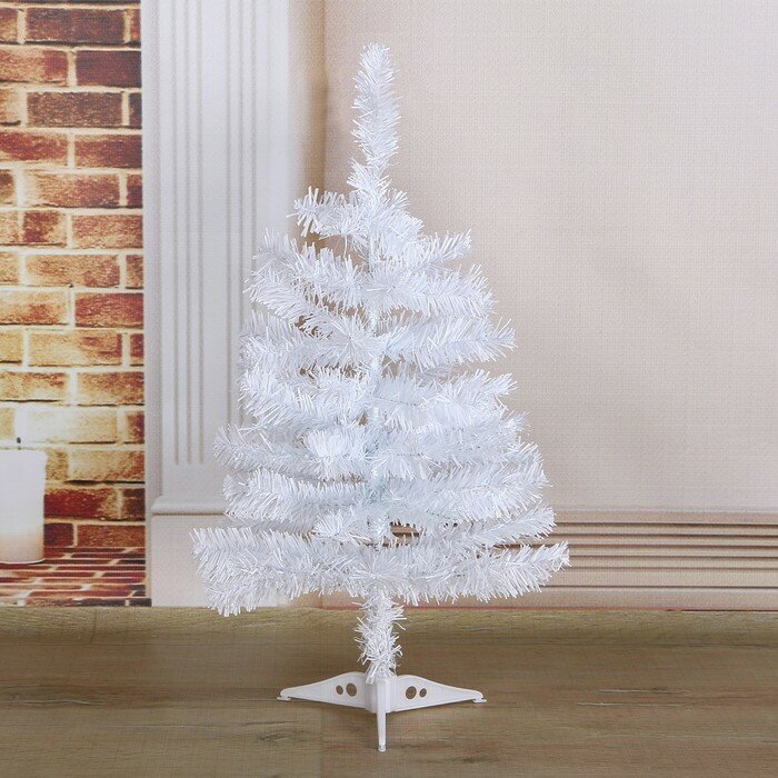Искусственная елка Зимнее волшебство Белая, 60 см, диаметр нижнего яруса 34 см, 60 веток, пластиковая подставка