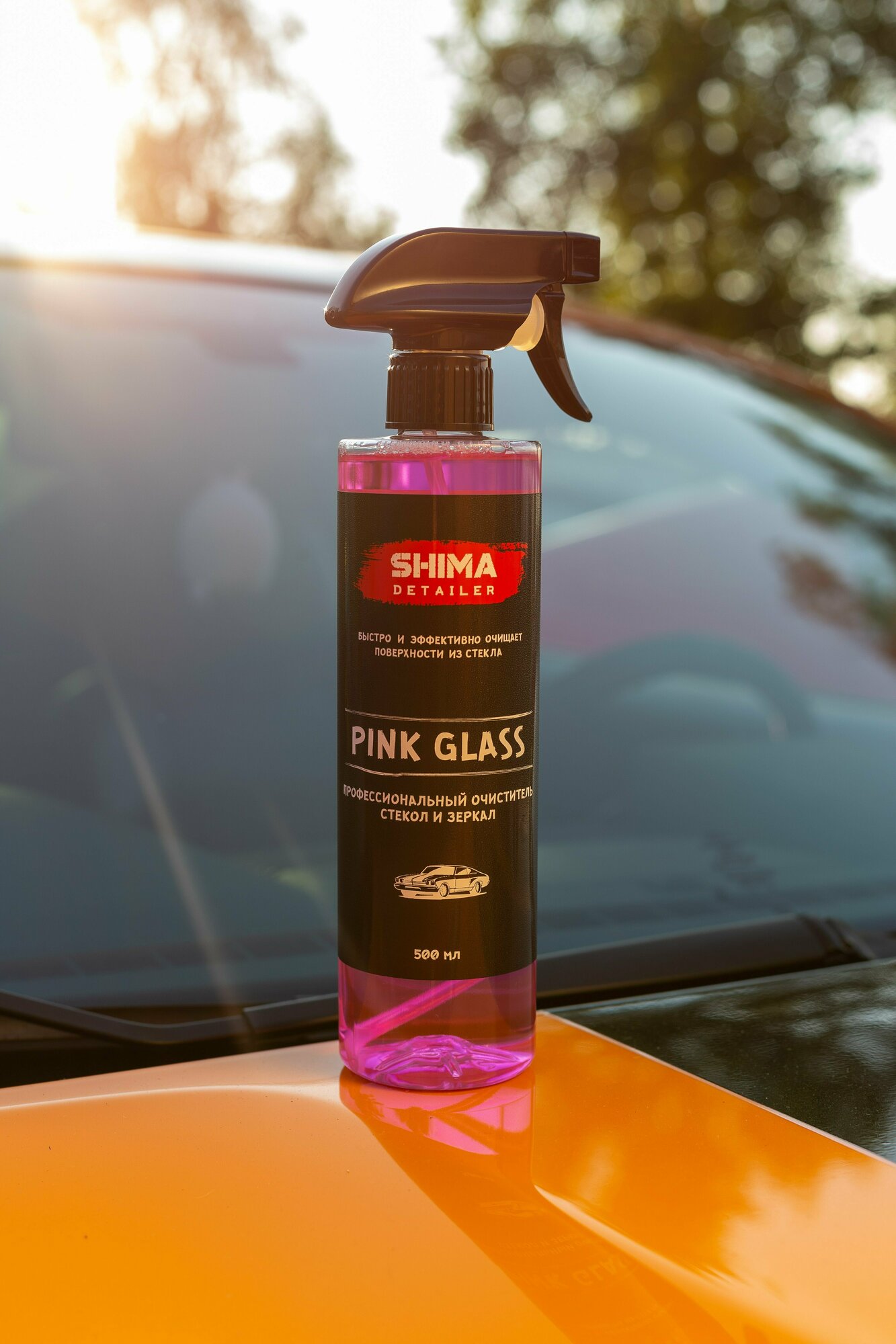 Очиститель стекол и зеркал автомобиля, быстродействующий состав SHIMA DETAILER PINK GLASS 0,5л Средство для стекол 4603740920094 — фото 4