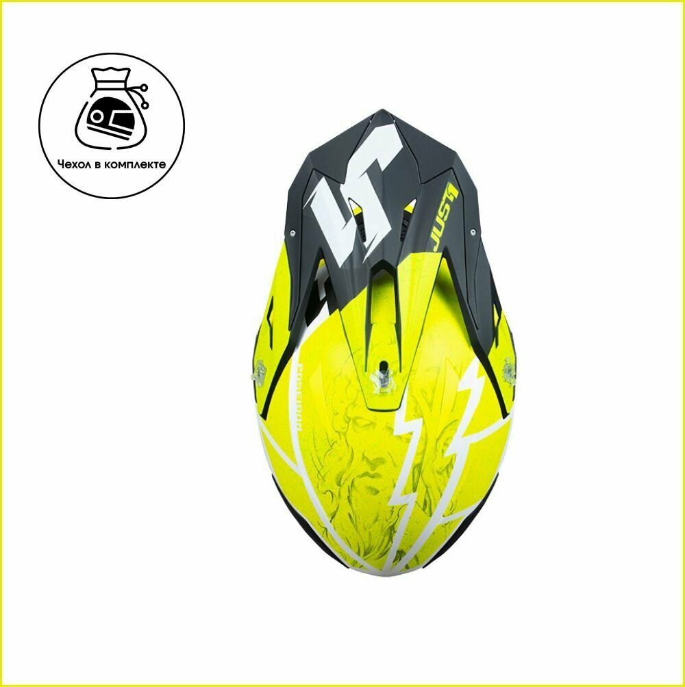 JUST1 Шлем J39 POSEIDON черный/Hi-Vis желтый/белый матовый размер L — фото 5