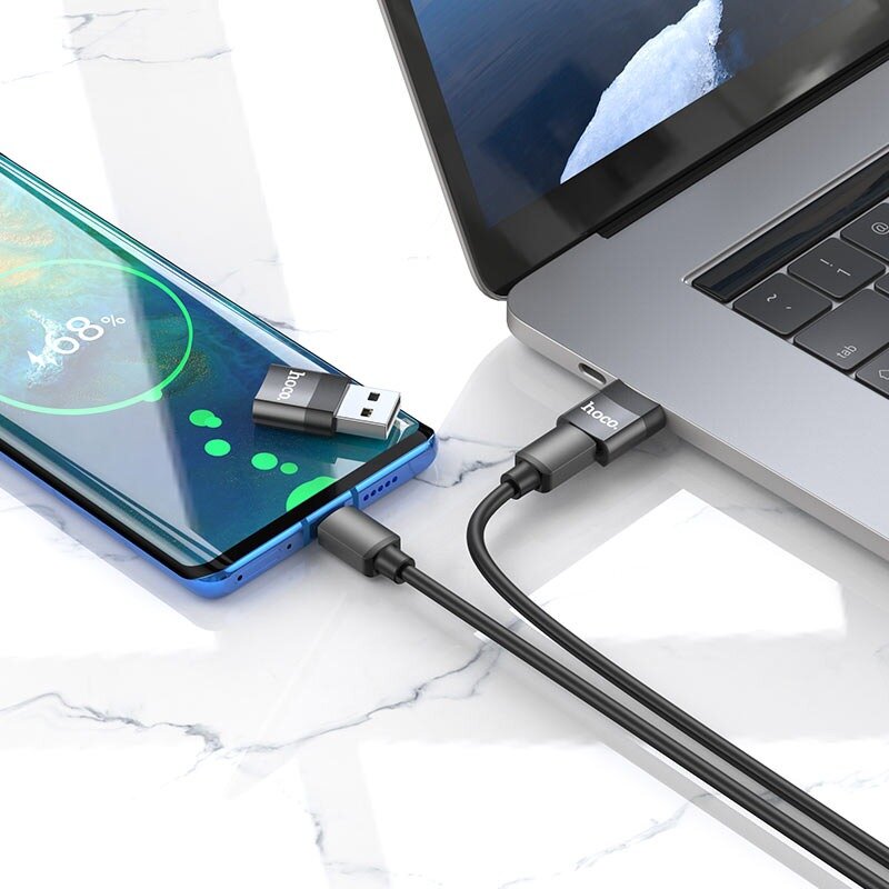 Адаптер-Переходник UA17 USB на Type-C, поддержка функции OTG и передачи данных, зарядка 2A / 3A / 60W для компьютеров Mac OS и Windows — фото 1