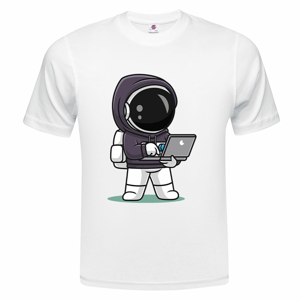 Футболка  Детская футболка ONEQ 110 (5-6) размер с принтом Космонавт, белая