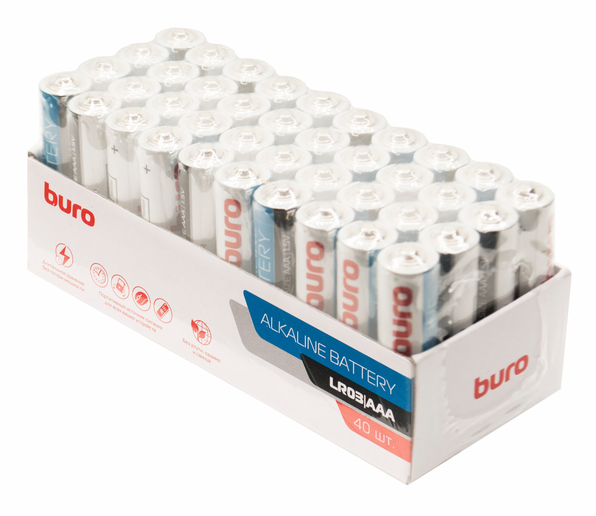 Батарейка AAA Buro Alkaline LR03, в комплекте 40шт. - фото №13
