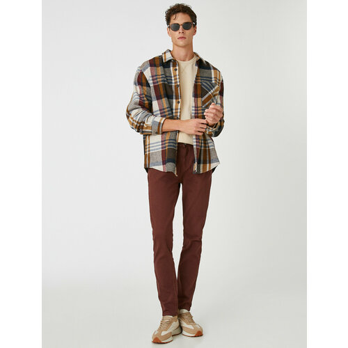 фото Брюки koton, размер 46, коричневый