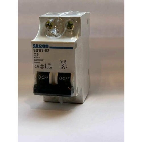 Автоматический выключатель 2P 6А 3SB1-63 С 6кА SASSIN (цена за 10шт, мин. количество заказа 10шт.))