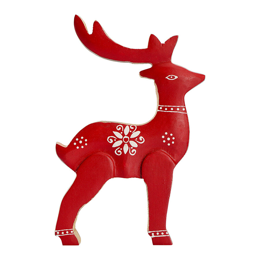 Декор новогодний Олень Рудольф деревянный 20 см статуэтка Reindeer Rudolph New Year Tkano TK23-NY_CTD0002