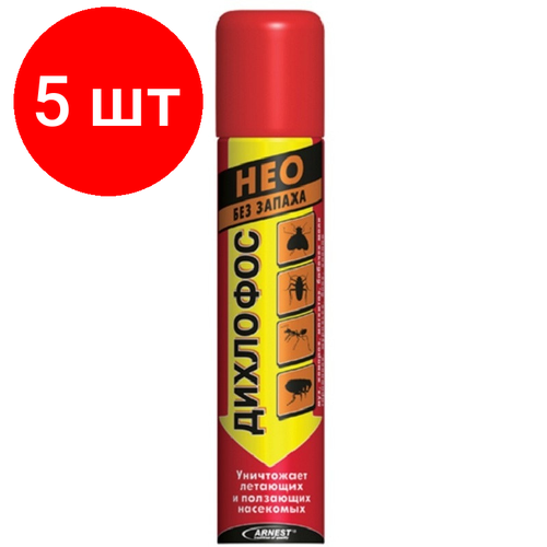Комплект 5 штук, Средство от насекомых Дихлофос-нео 190 см3