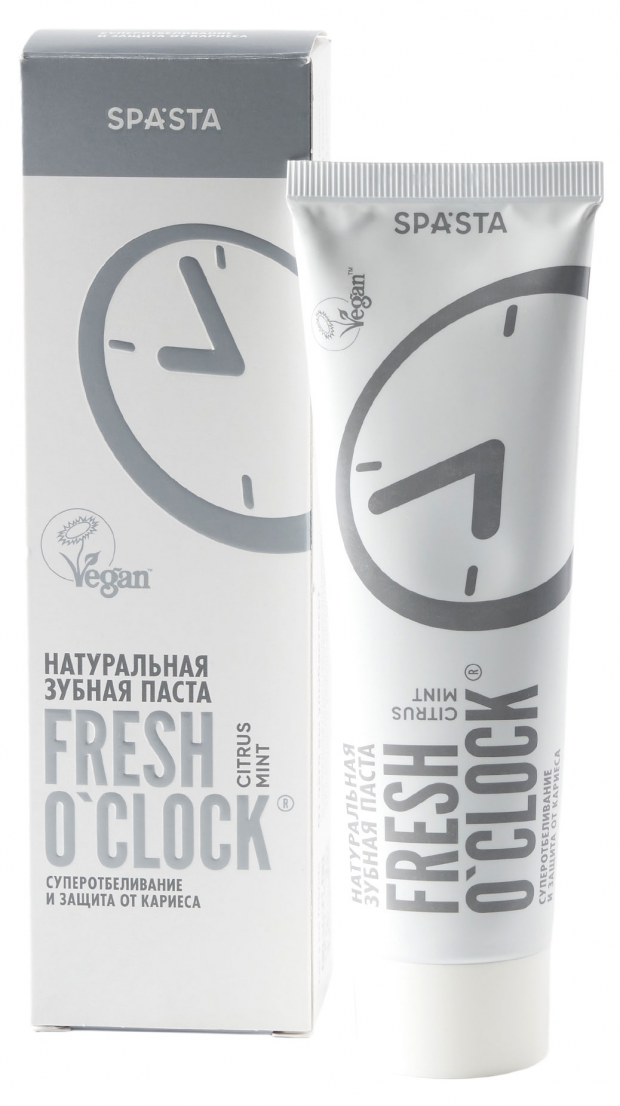 Зубная паста Spasta Fresh Oclock Суперотбеливание и защита от кариеса 90мл - фото №1