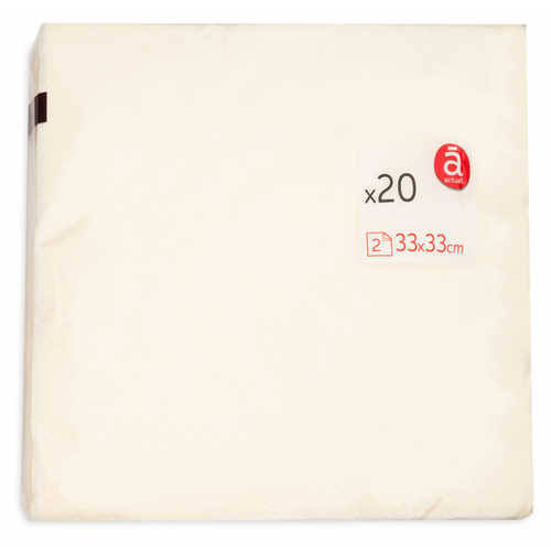 Салфетки бумажные Actuel 2-слойные шампань 33х33 см 20 шт 740₽