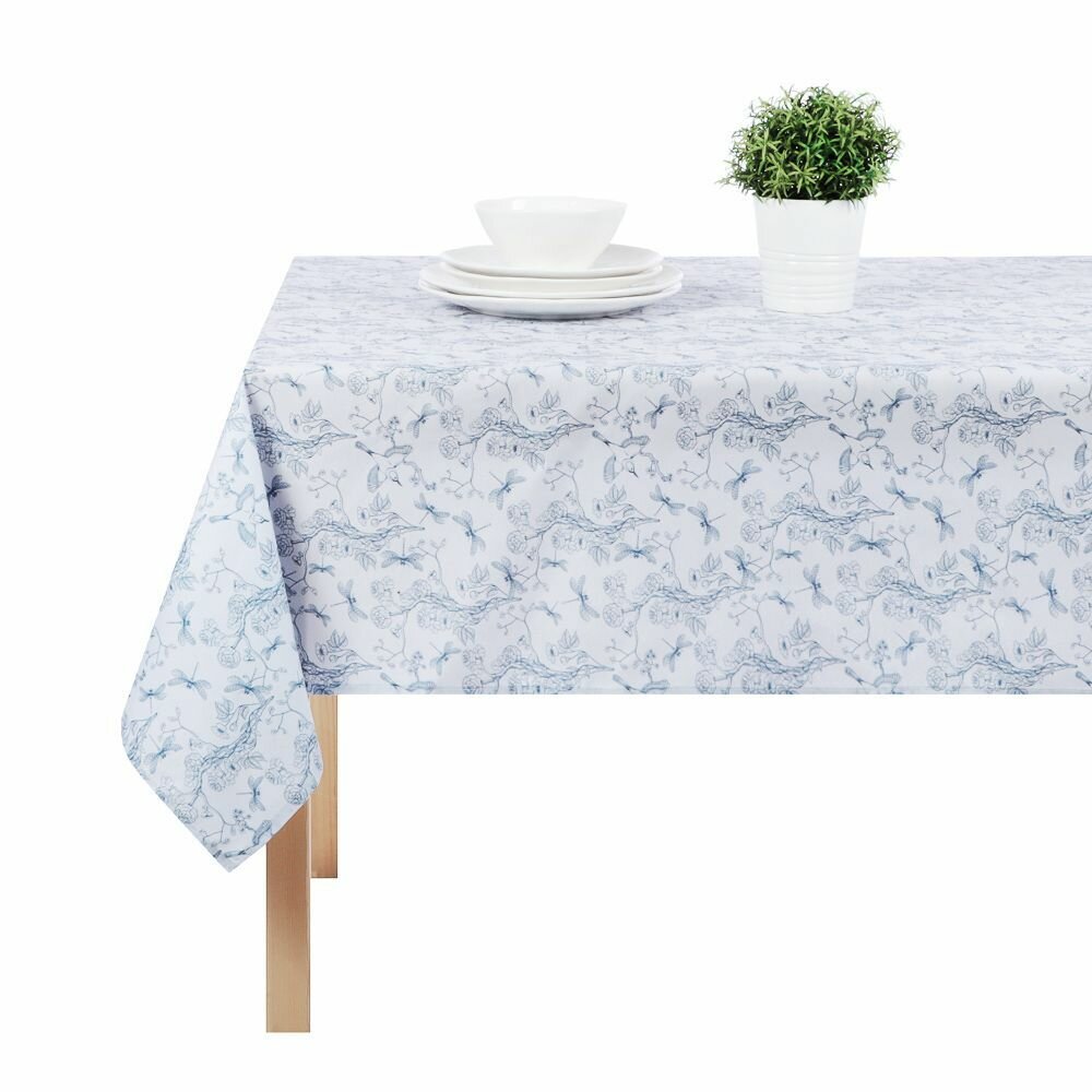 фото Скатерть текстильная 110х140см с водоотталкивающей пропиткой, синий Фьюжи