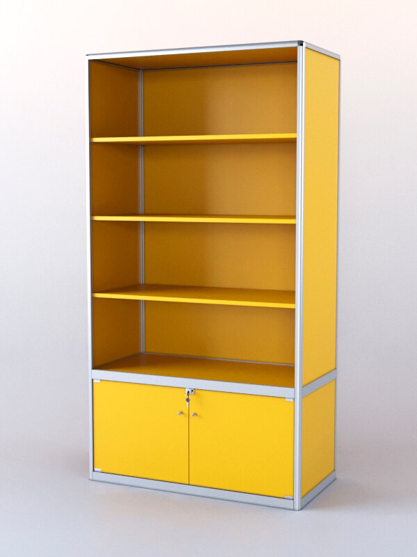 фото Витрина-стеллаж из ал. профиля №2-1 (метровая), Солнечный Свет 0134 BS 100 x 50 x 200 см (ДхШхВ)