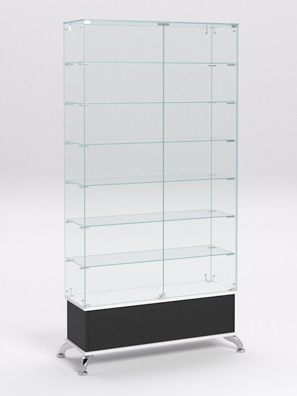 Витрина стеклянная "примавера подиум классик" №35 (с дверками, задняя стенка - стекло), Серый 90 x 30 x 180 см